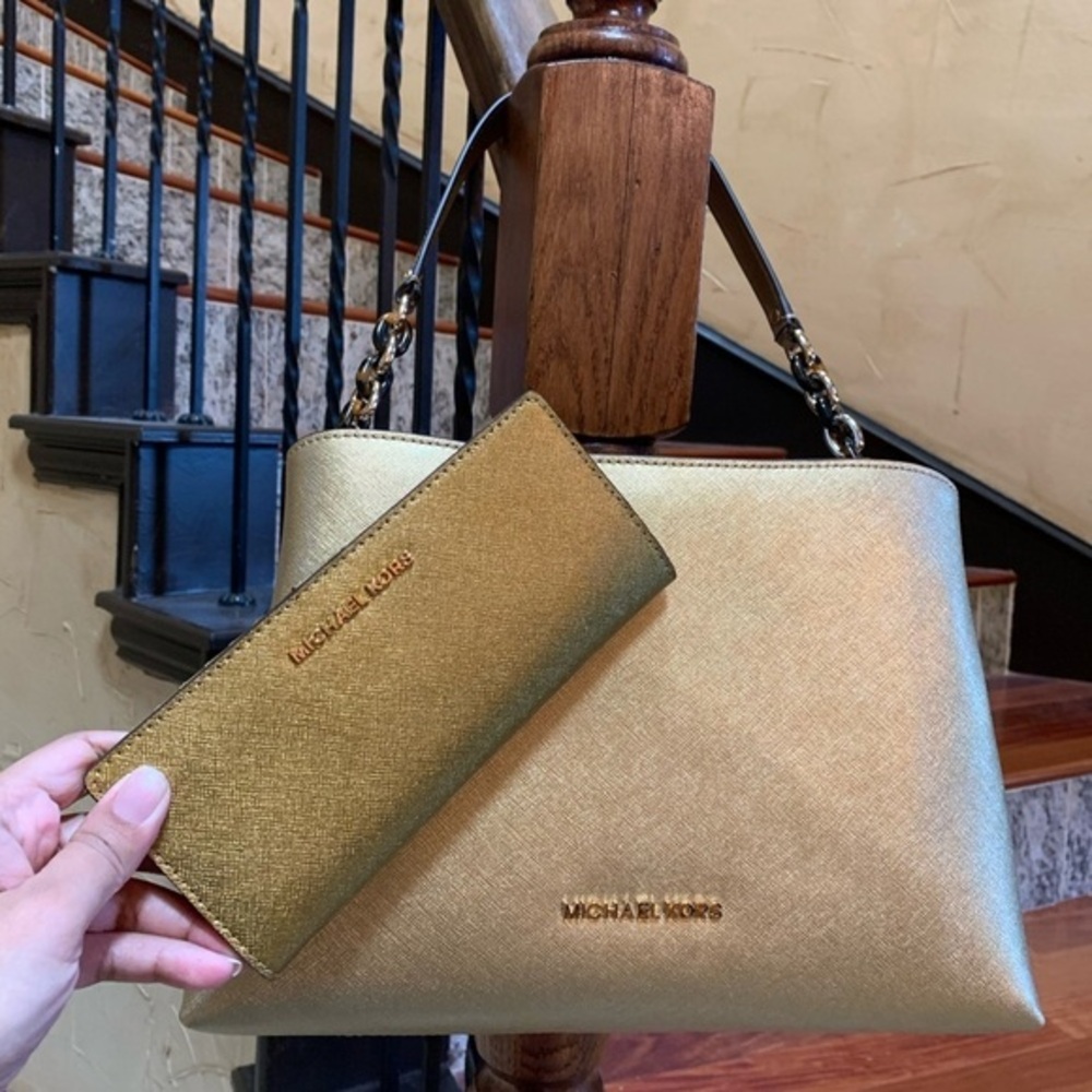 Michael kors Sofia shoulder bag+wallet set golden - Picture 2 of 7